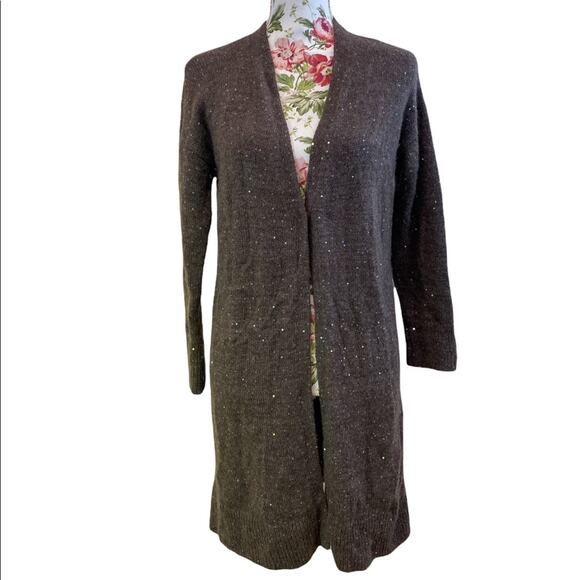 Lafayette 148 Cashmere and Silk BlendChocolate Brown  Long Cardigan P-Small - Picture 1 of 10